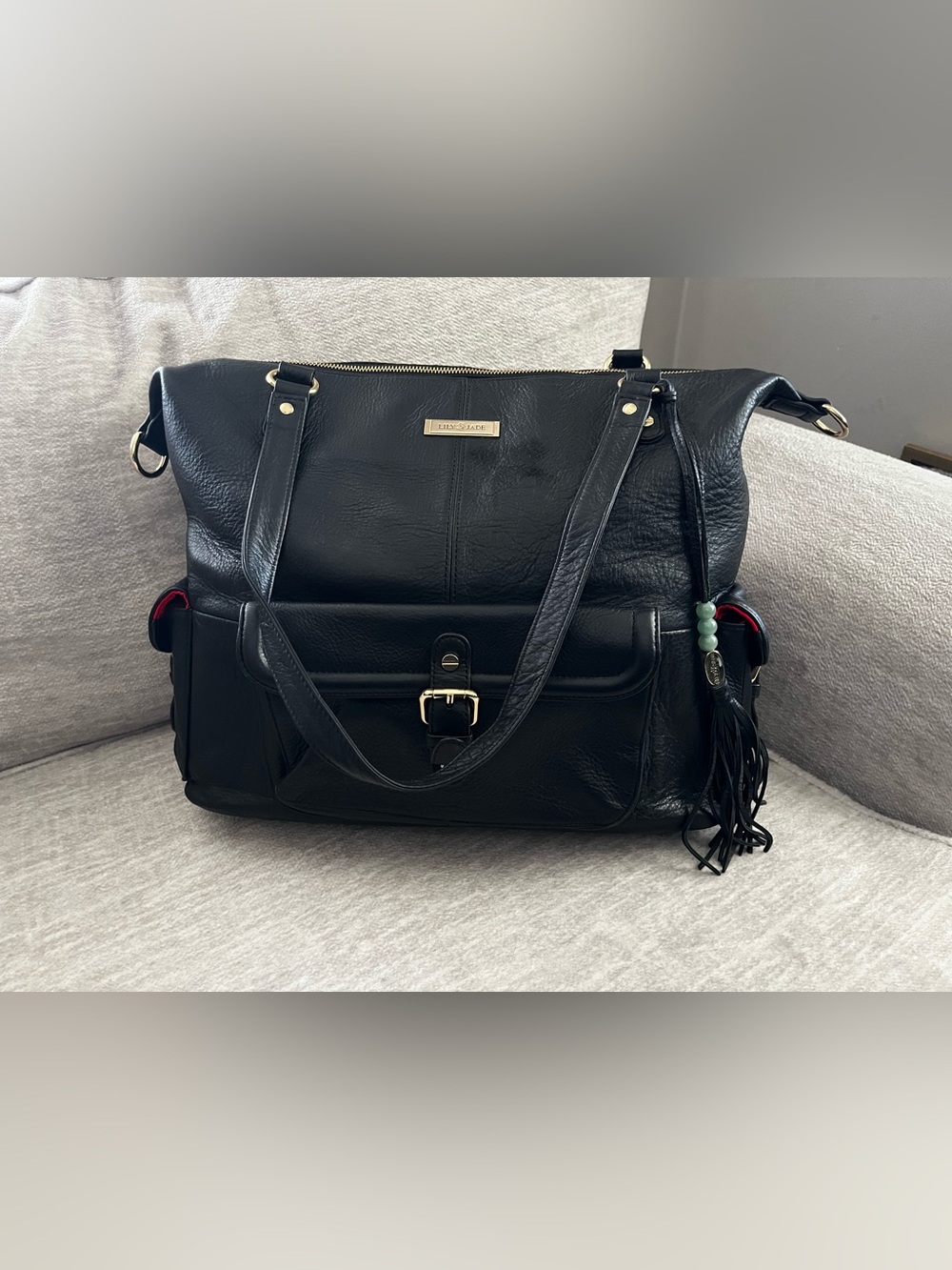 Lily Jade The Meggan Black Pebbled Leather Multi-Strap Diaper Bag